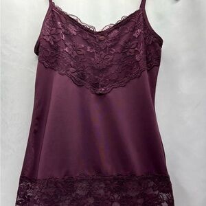 Studio Y Burgundy Lace Chemise S Adjustable Straps Soft Stretch Y2K